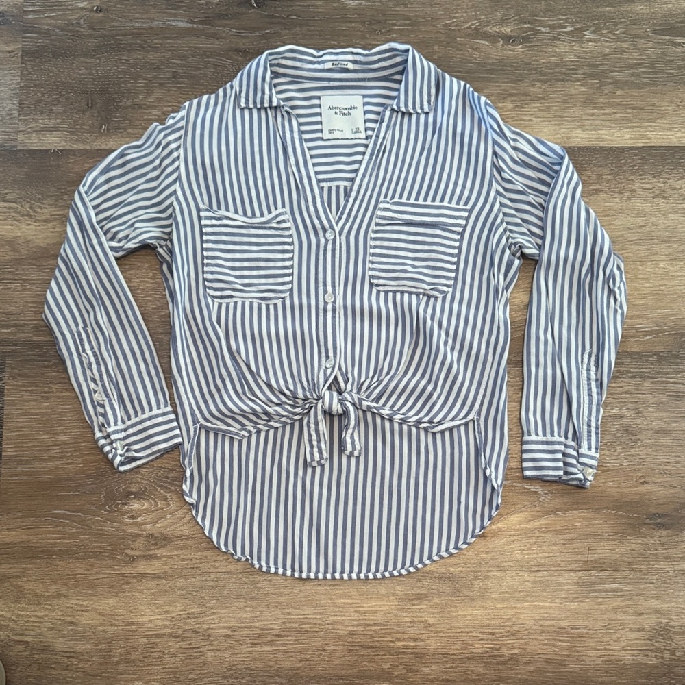 Abercrombie & Fitch Blue and White Striped Shirt